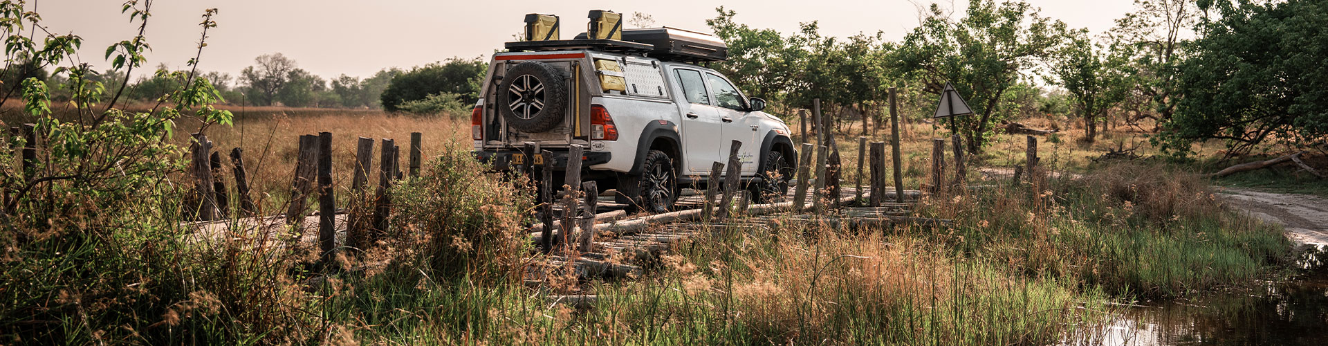 Asco 4x4 Safari vehicle near Third Bridge Moremi Park Botswana