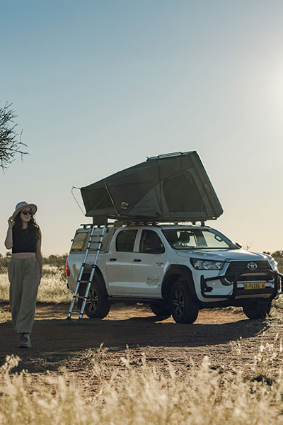 Asco Self-Drive Rental Car in Kalahari with traveller