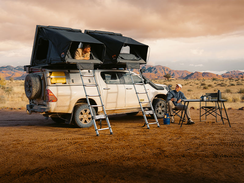 Safari Campsite Namibia featuring Budget 4x4 Asco off-road vehicle 3-5 pax with rooftop tents